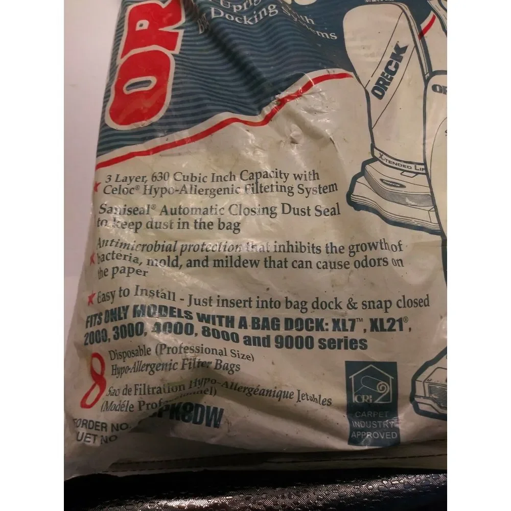 Pack of 8 Oreck XL Type‎ CC Vacuum Cleaner Bags CCPK8DW